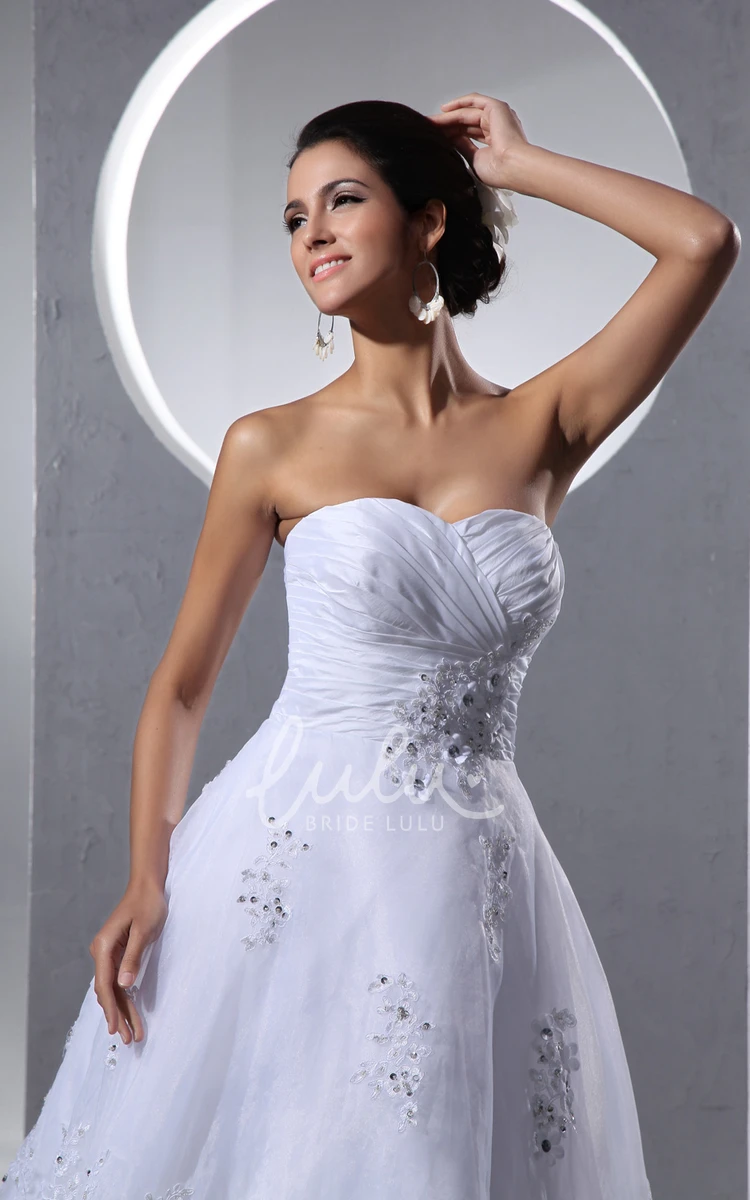 Lace Applique Tea Length A-line Wedding Dress with Crisscross Front