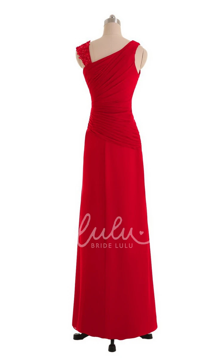 Ruched Sleeveless Chiffon Prom Dress with Front Slit