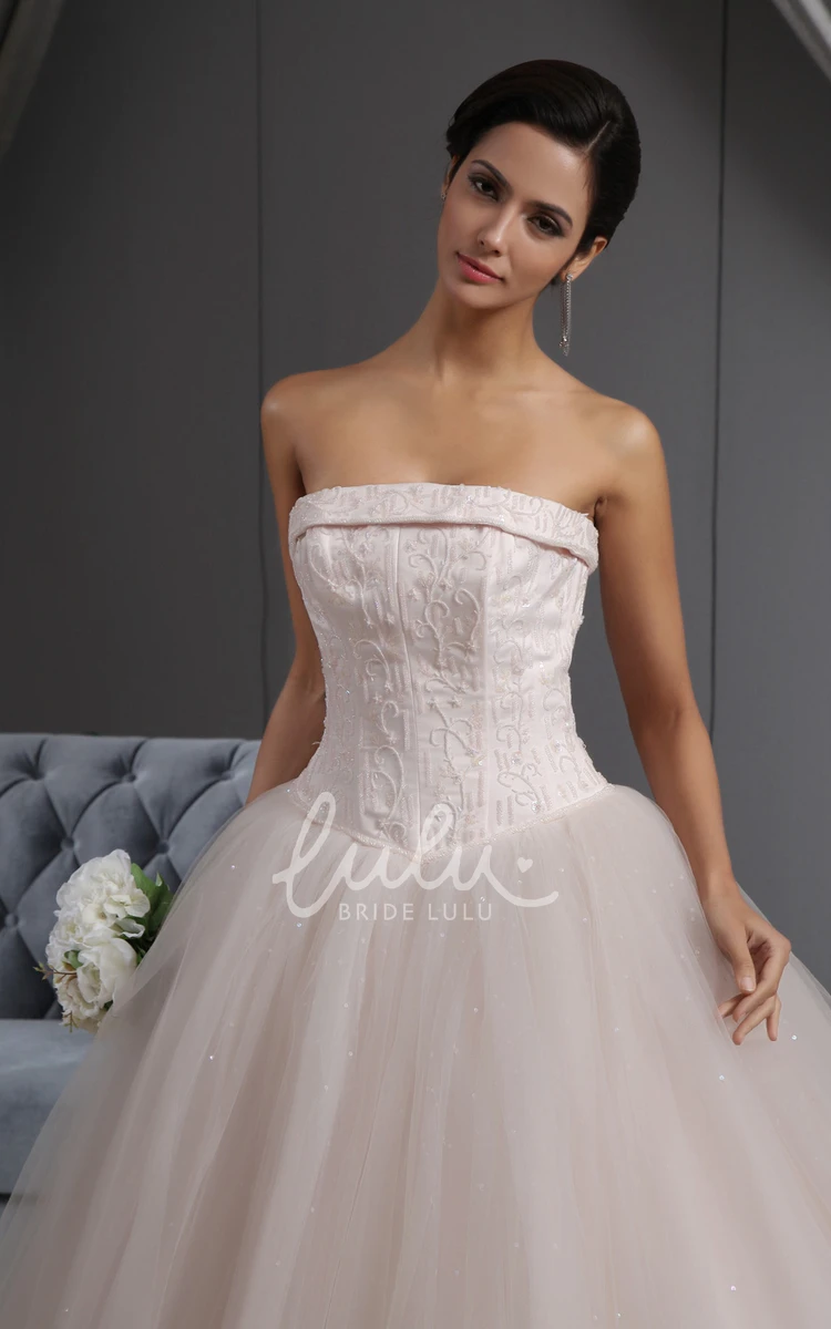 Pink Tulle Wedding Dress With Embroideried Bodice Blushing & Ball Gown