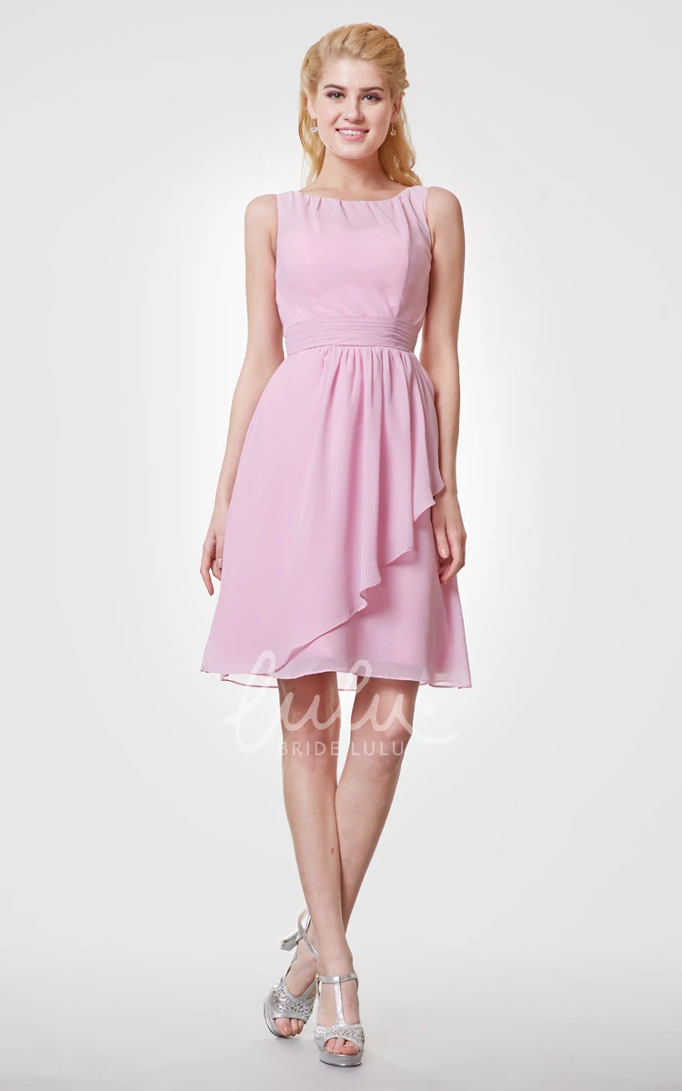 A-line Chiffon Sleeveless Bridesmaid Dress with Ruching Simple & Elegant