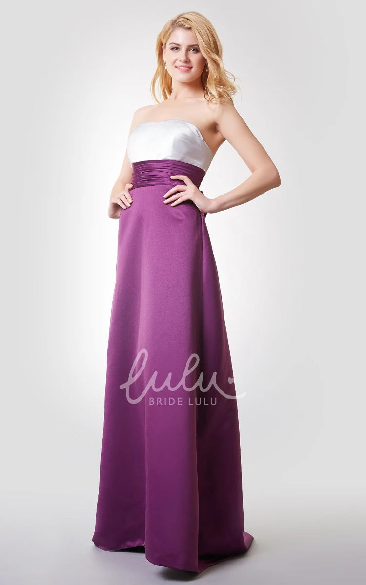 A-line Satin Backless Bridesmaid Dress with Sash Long & Elegant