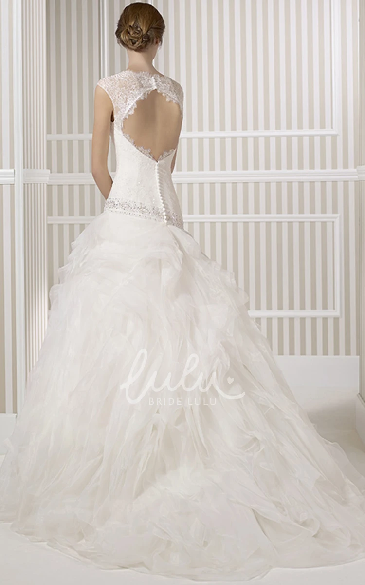 Sleeveless A-Line Tulle Wedding Dress with Ruffles and Beading Elegant Bridal Gown