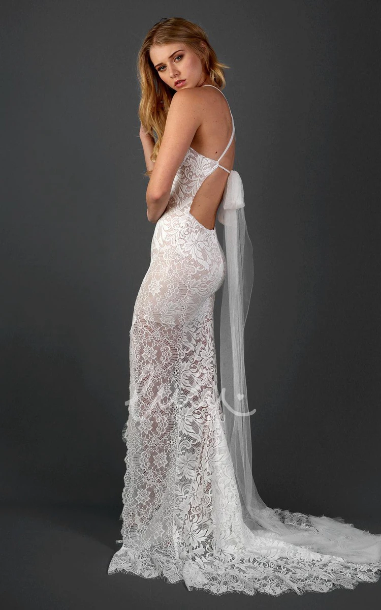 Illusion Halter Lace Wedding Dress with Scalloped Details