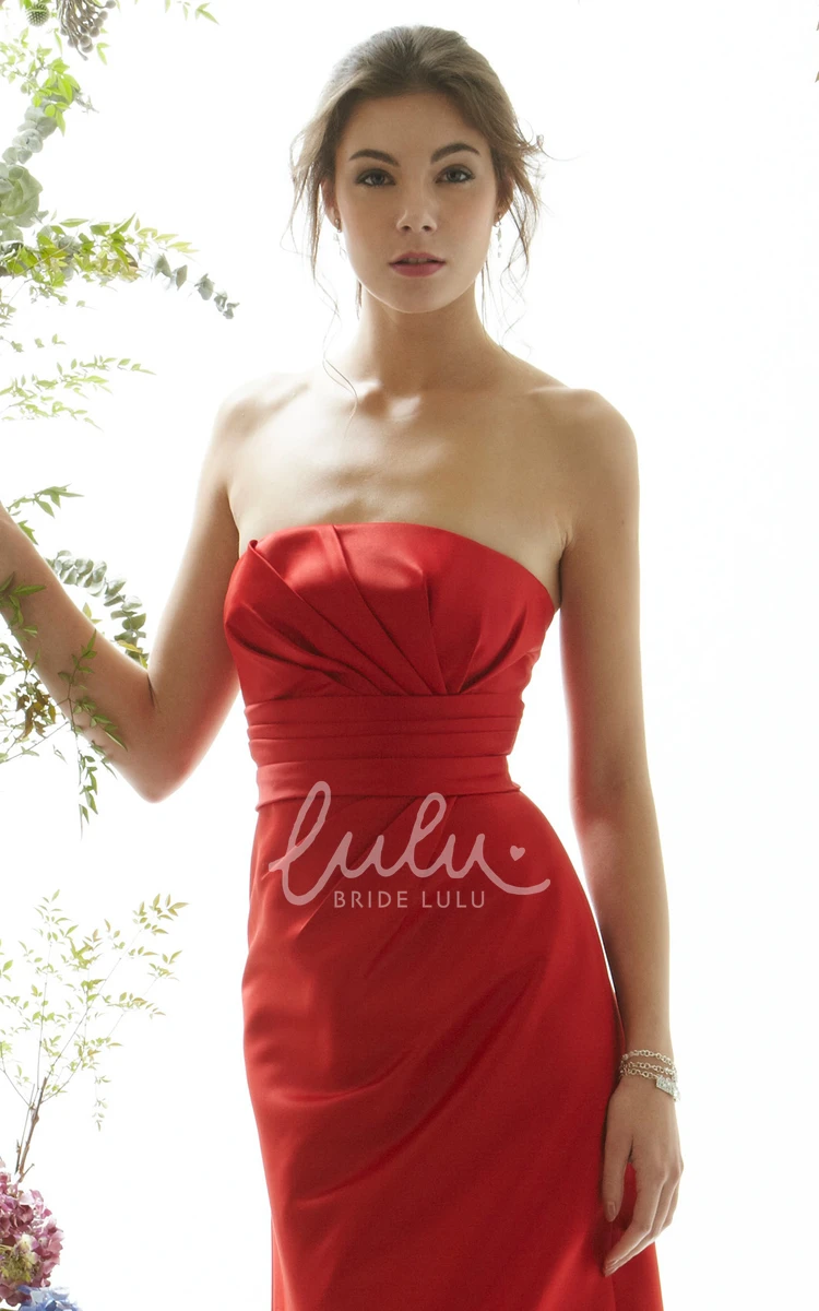 Strapless Satin Bridesmaid Dress with Ruched Bodice Classy Dress for Bridesmaids