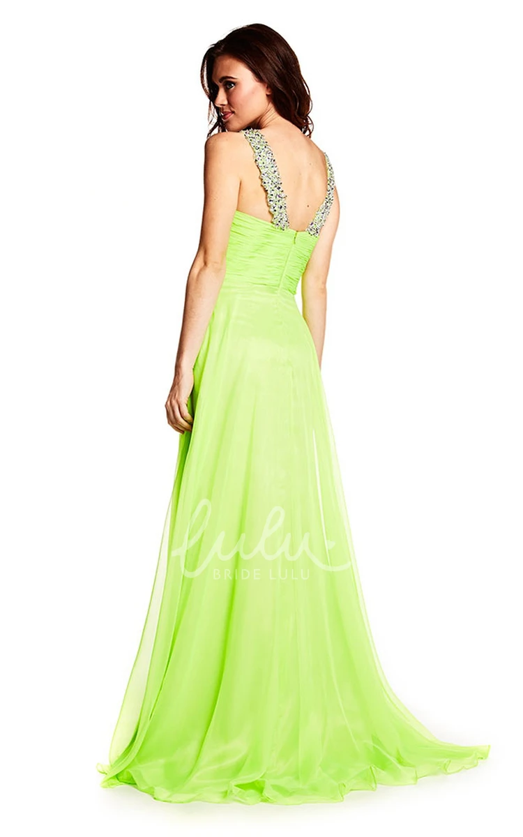 Beaded Sleeveless Chiffon Prom Dress with Straps Elegant Prom Dress 2024