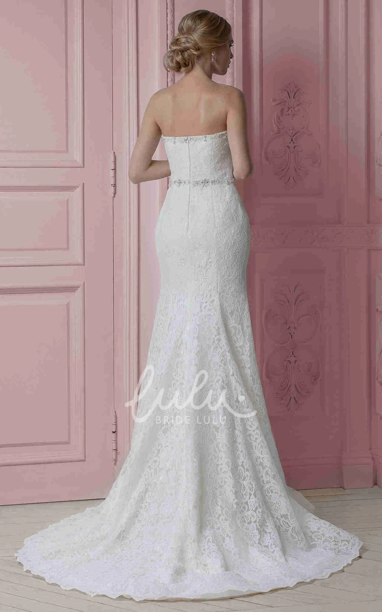 Jeweled Lace A-Line Sweetheart Wedding Dress with Zipper Elegant Bridal Gown