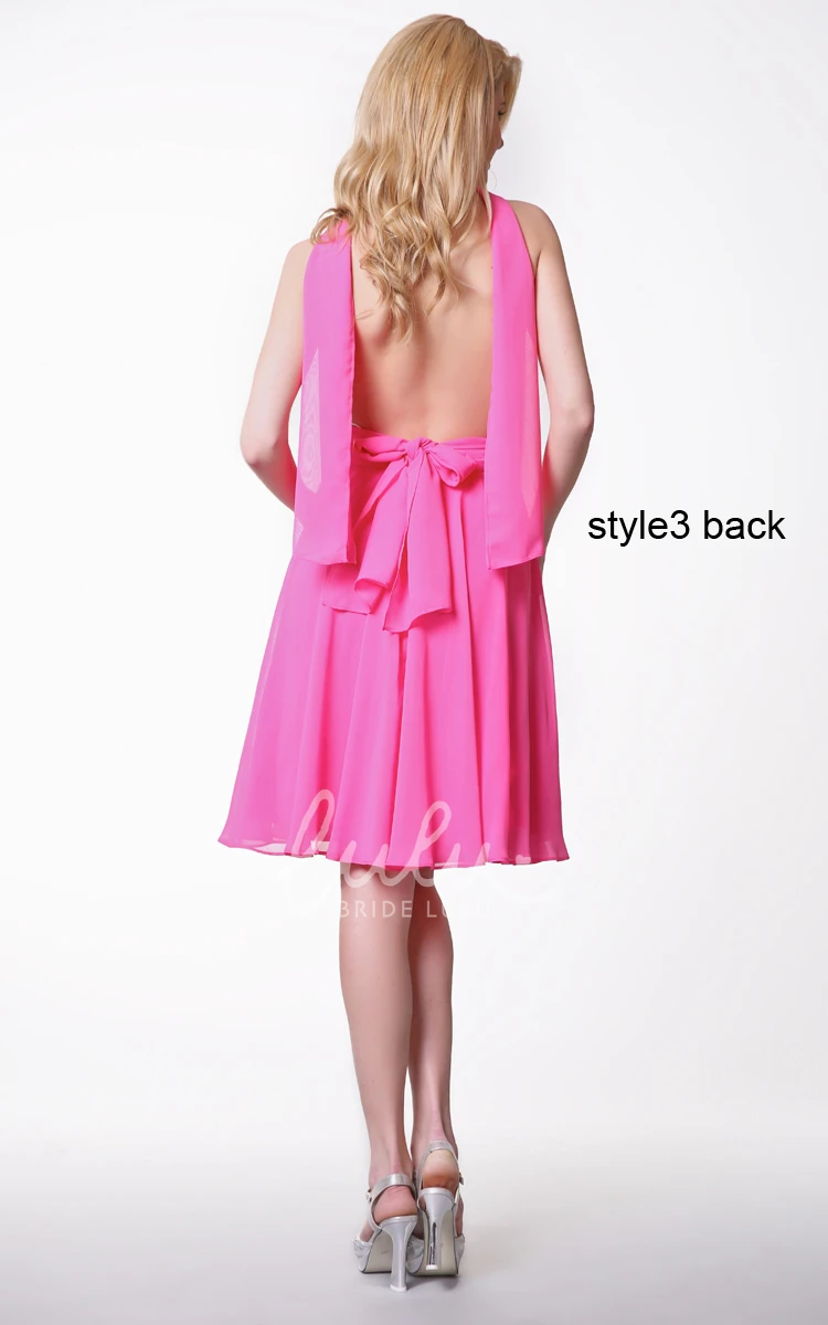 Sweetheart Ruched Chiffon Dress with Convertible Straps Short & Elegant