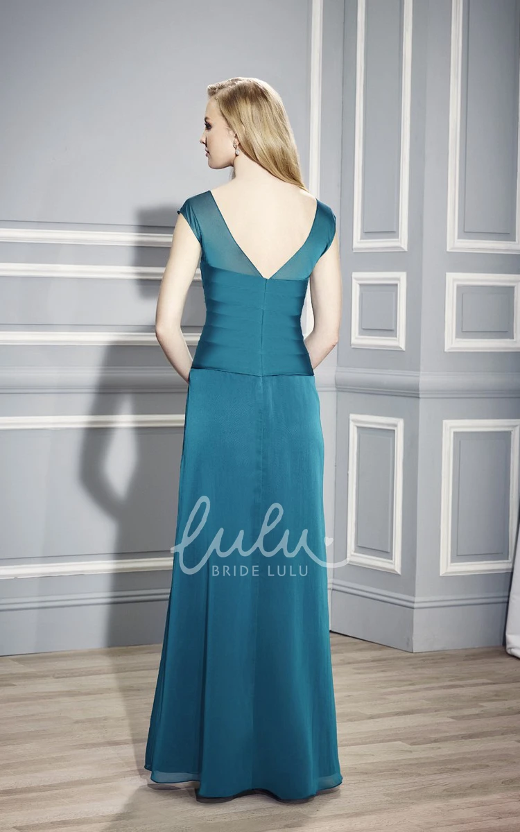 Chiffon Mother of the Bride Dress with Draping and V-Neck