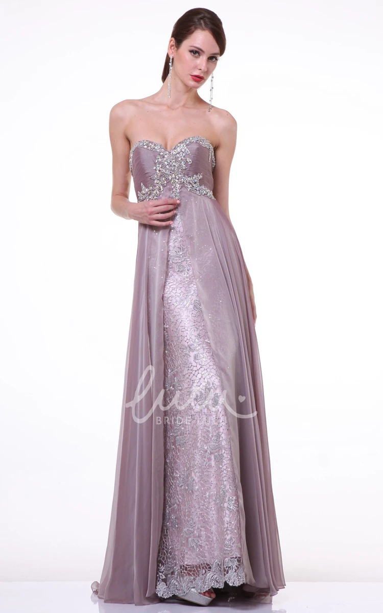 Lace Sweetheart Sleeveless Sheath Formal Dress with Beading and Ruching