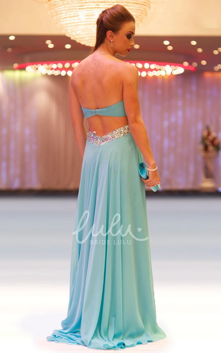 Sweetheart Beaded Chiffon Prom Dress Sleeveless A-Line