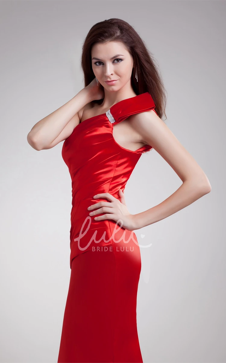 Satin One-Shoulder Ruched Evening Dress Formal Formal Dress