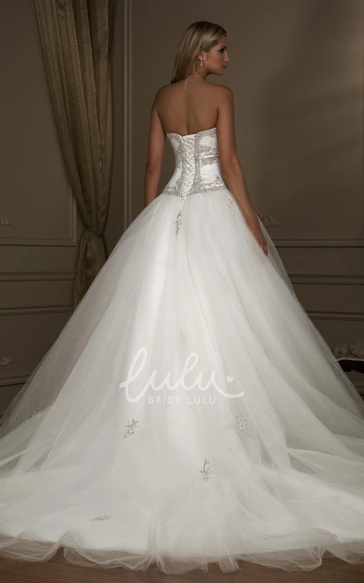 Tulle Beaded Sweetheart Ball Gown Wedding Dress with Lace-Up Elegant Wedding Dress