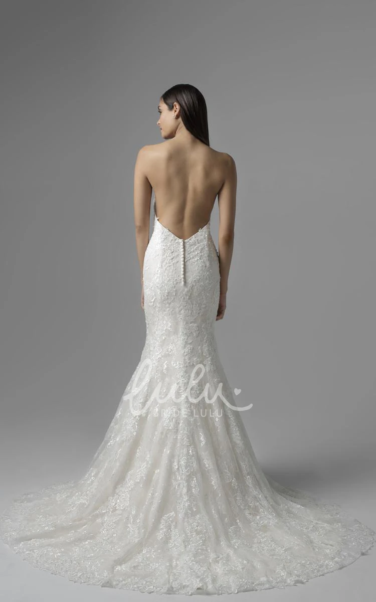 Sleeveless Mermaid Lace Wedding Dress with Backless Style Unique Bridal Gown