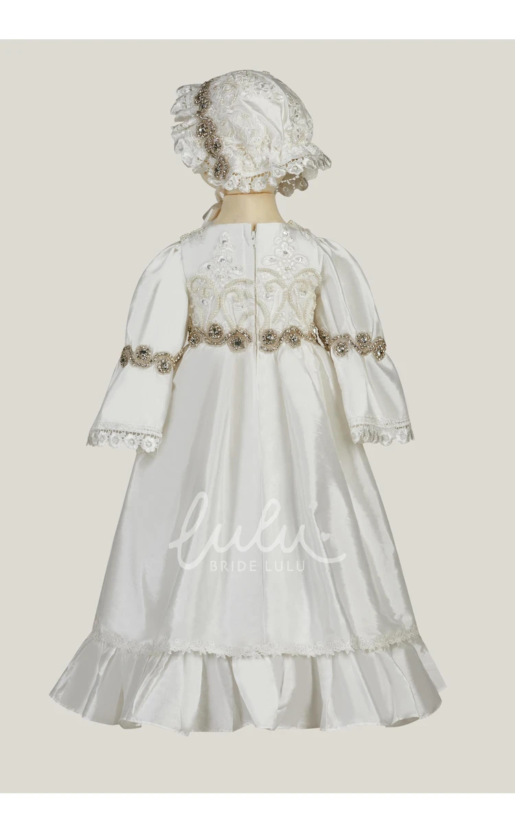 Vintage Pearl Beaded Christening Dress for Girls