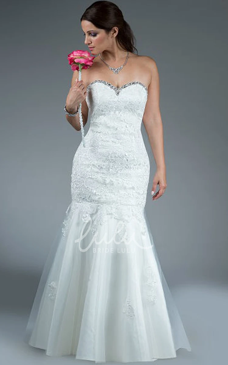 Mermaid Wedding Dress with Sweetheart Neckline Tulle and Crystal Lace Top