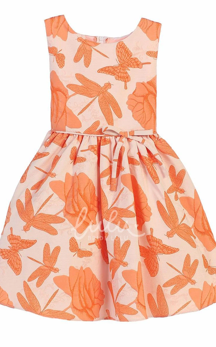 Floral Bowed Embroidered Tea-Length Flower Girl Dress Modern Dress for Women