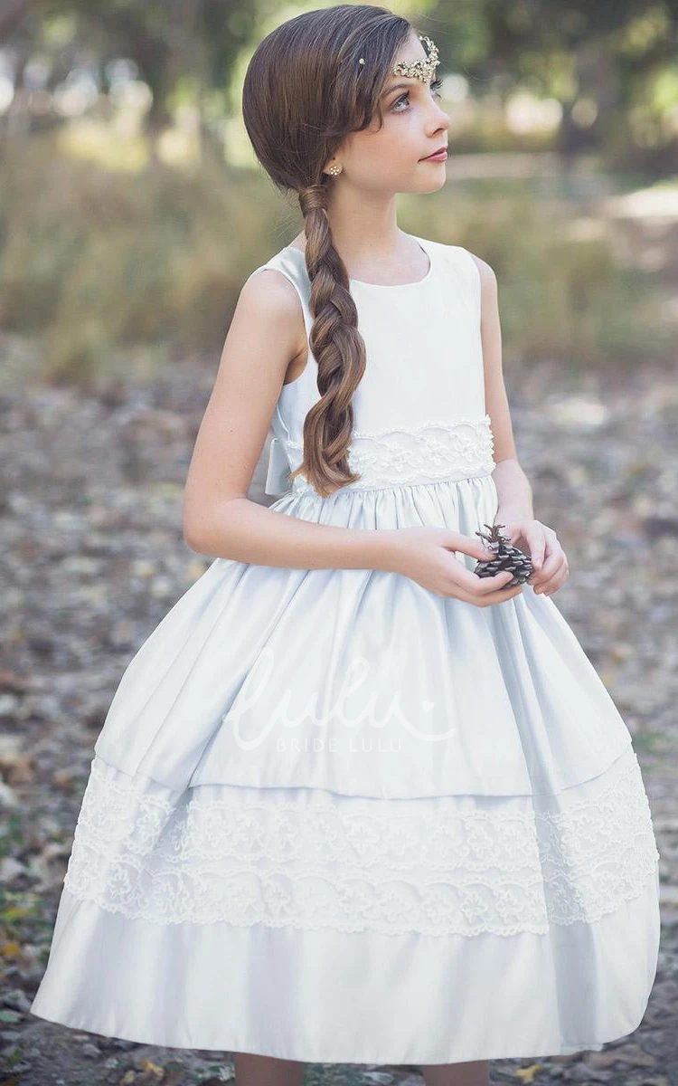 Tulle&Lace Flower Girl Dress with Sequins Tea-Length