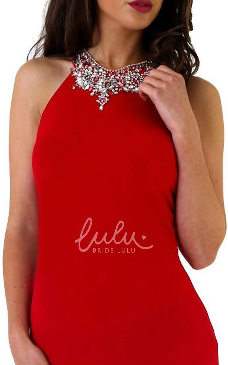 Sleeveless Beaded Sheath Jersey Prom Dress Modern Formal Dress for Women