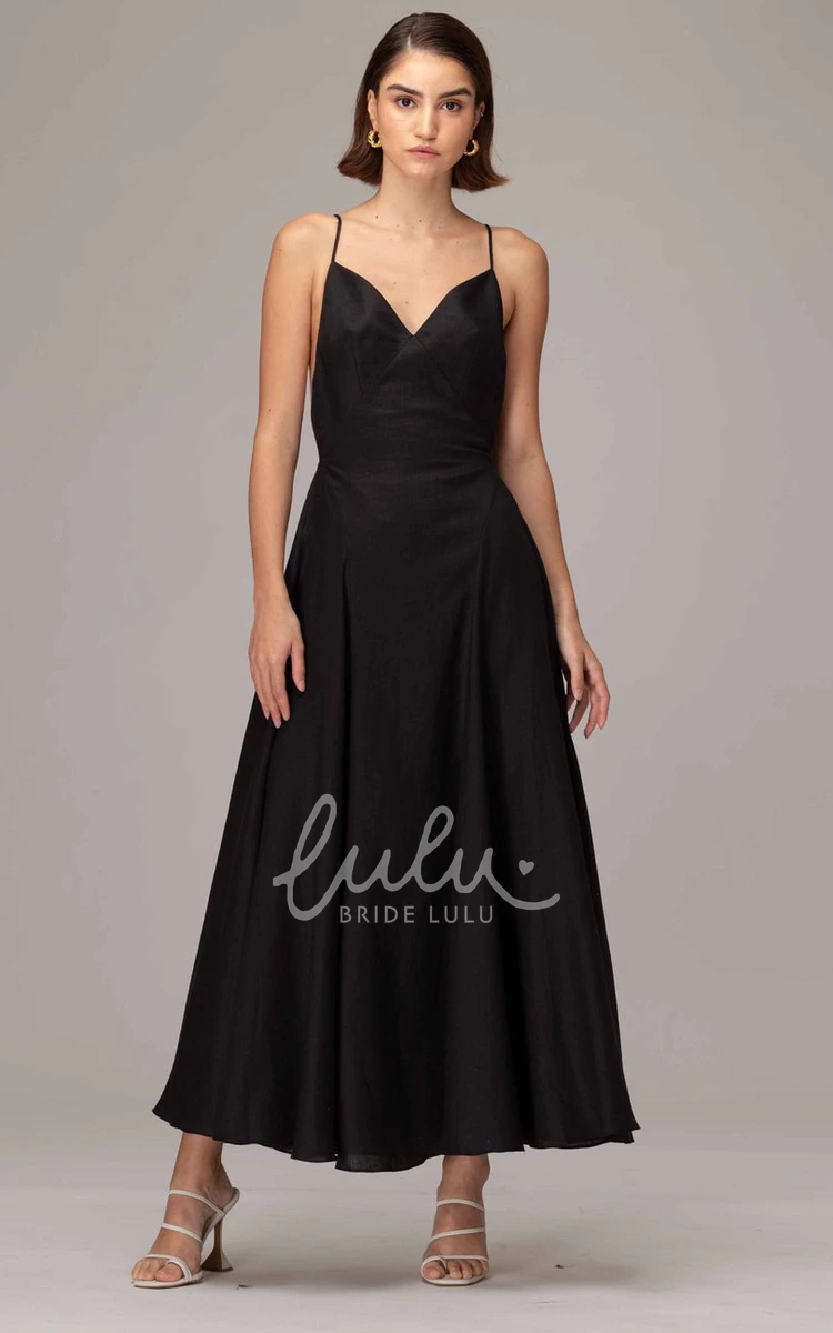 Ankle-Length A-Line Prom Dress with Open Back Simple & Modern Satin Prom Dress