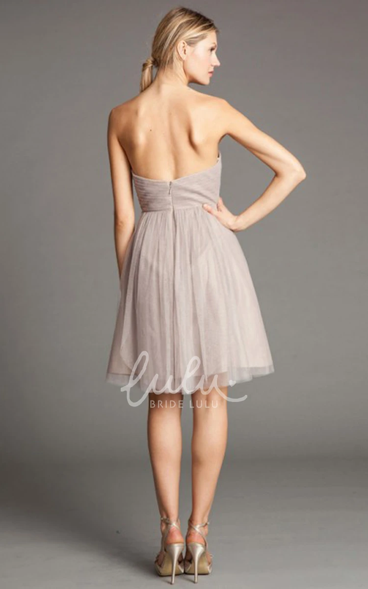 Halter Ruched Tulle Bridesmaid Dress with Broach Short Sleeveless