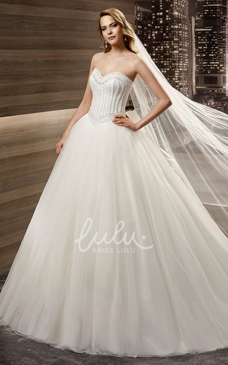 Beaded Puffy A-Line Wedding Dress with Sweetheart Back-Bow