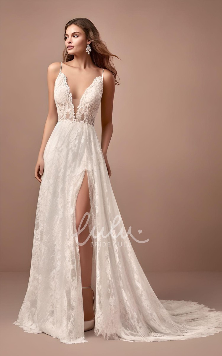 Split Front Wedding Dress