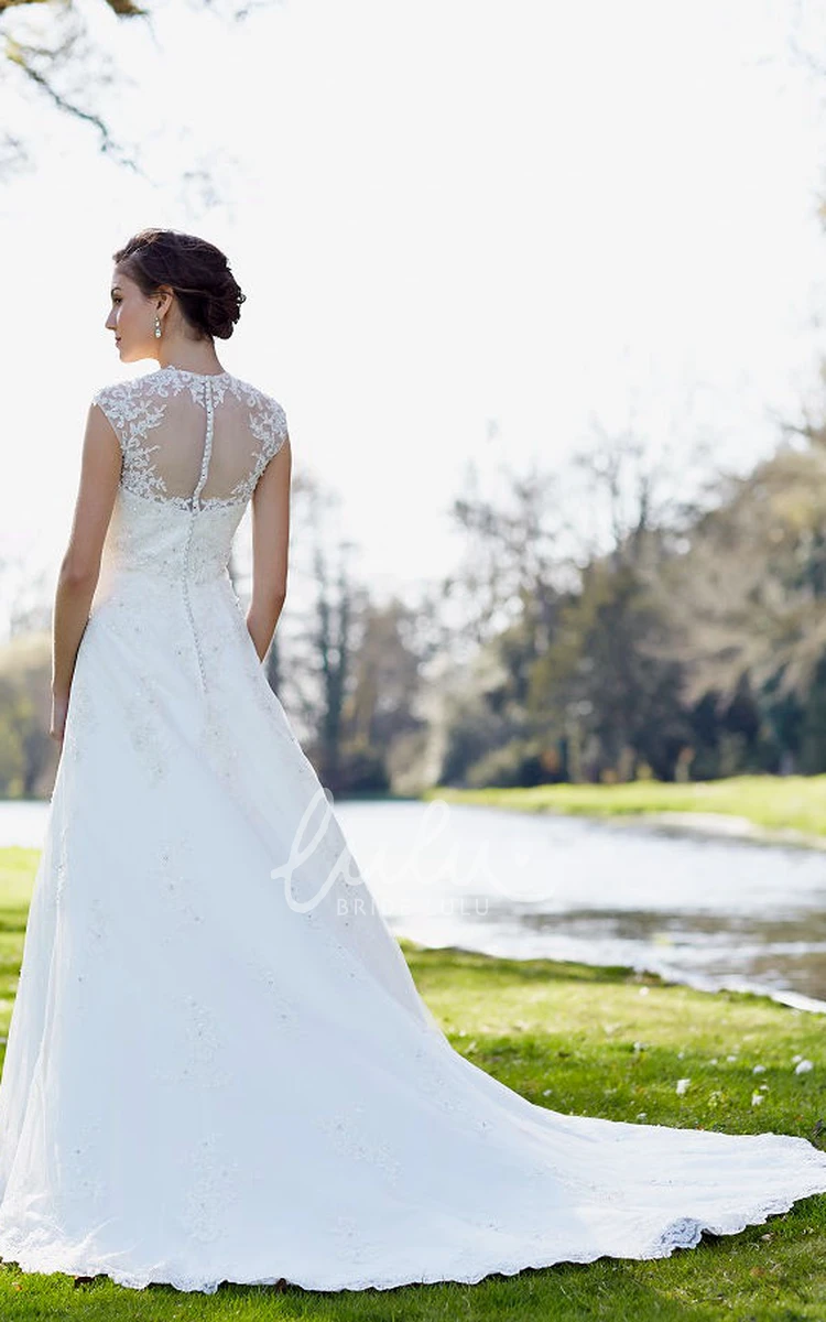 Appliqued Lace Wedding Dress with Beading Floor-Length Bridal Gown