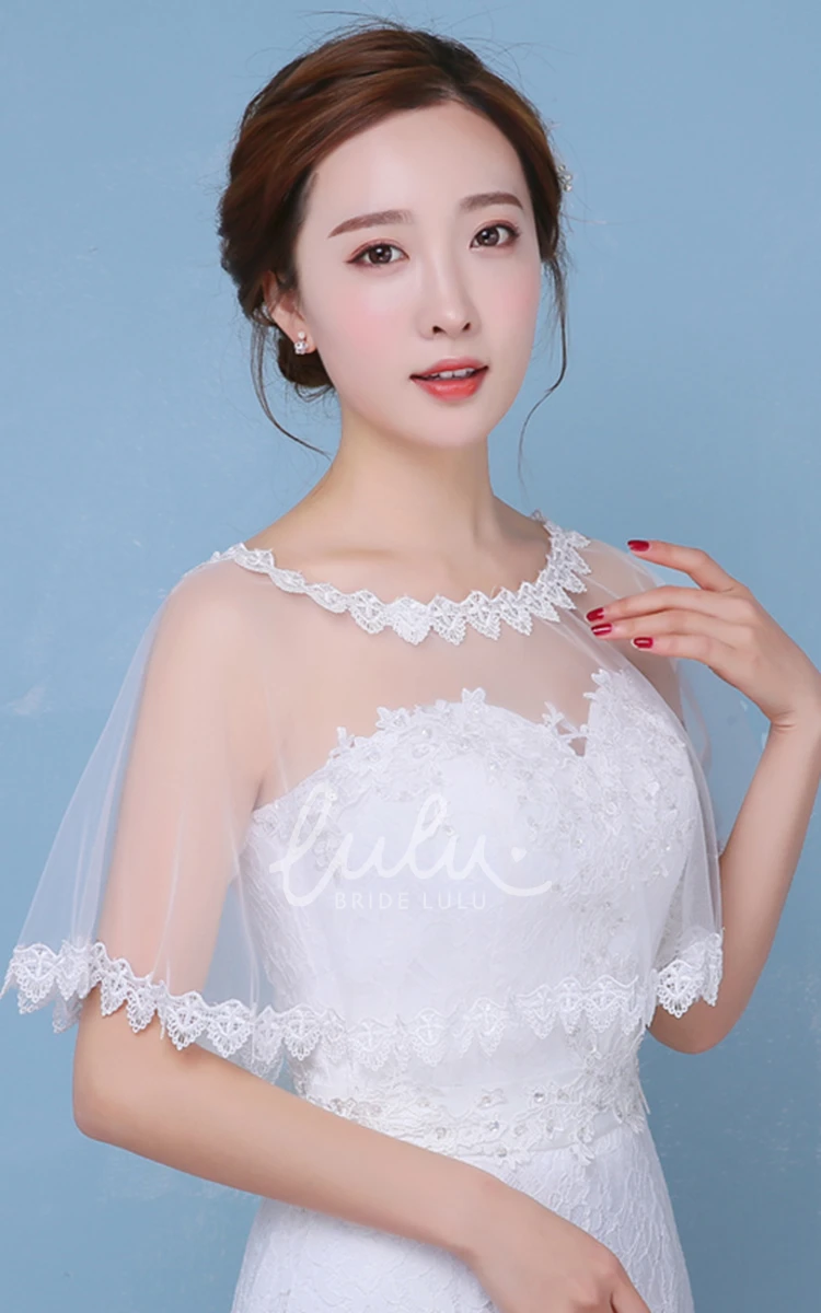 Simple White Lace Cape for Elegant Weddings and Parties