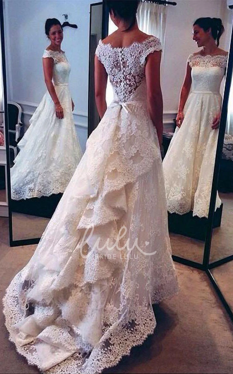 A-line Lace Wedding Gown with Elegant Ruffles