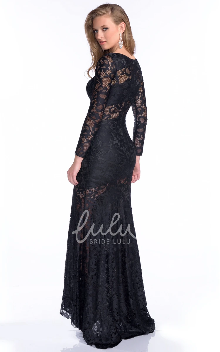 Rhinestone Trumpet Lace Prom Dress with Long Sleeves