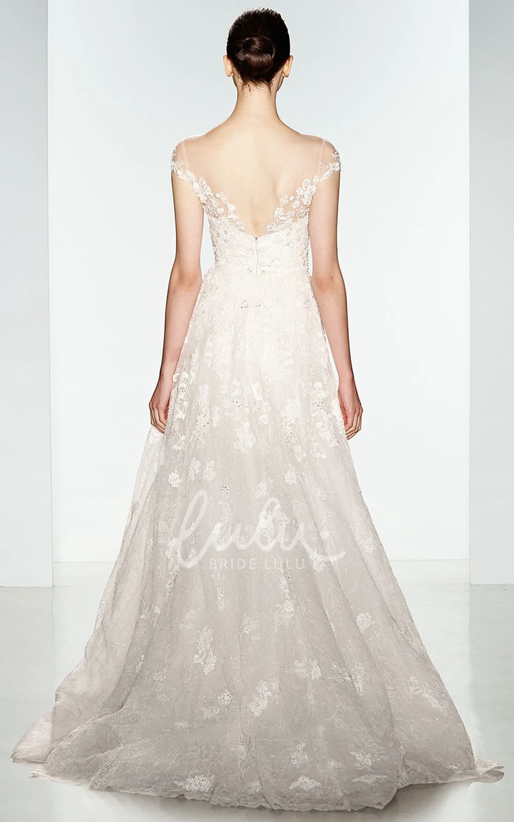 Off-The-Shoulder Lace A-Line Wedding Dress Romantic Bridal Gown