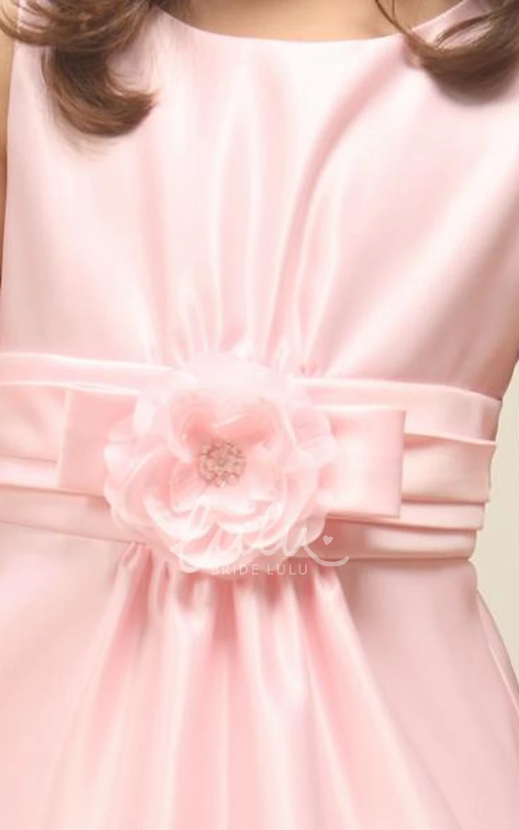 Sleeveless Organza & Satin Flower Girl Dress Tea-Length Classy