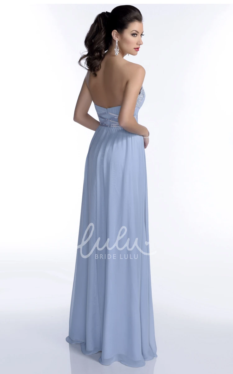 Lace-Appliqued A-Line Chiffon Bridesmaid Dress Sweetheart Waist Bandage