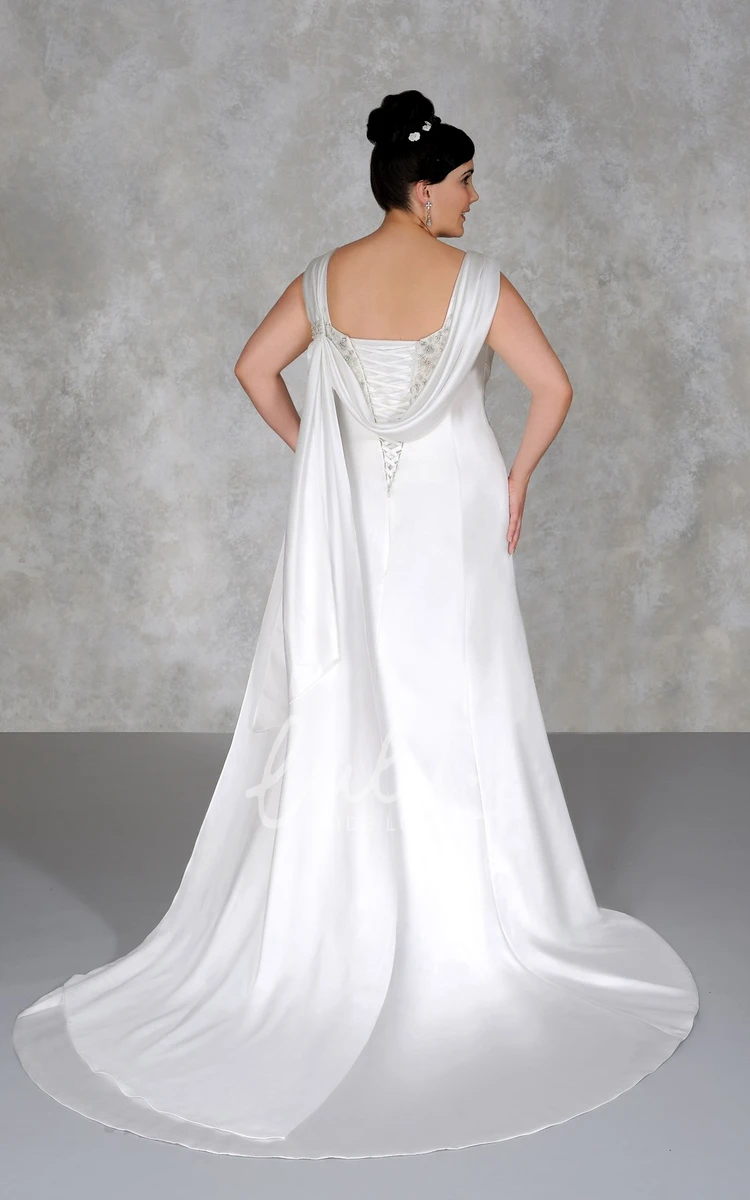 Sleeveless Sheath Wedding Dress with Beaded Detail and Draping