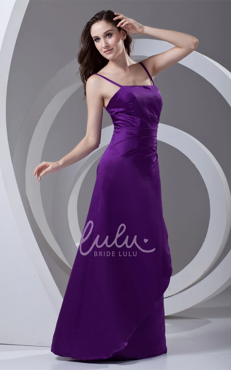 Satin A-line Formal Dress with Beading and Corset Back