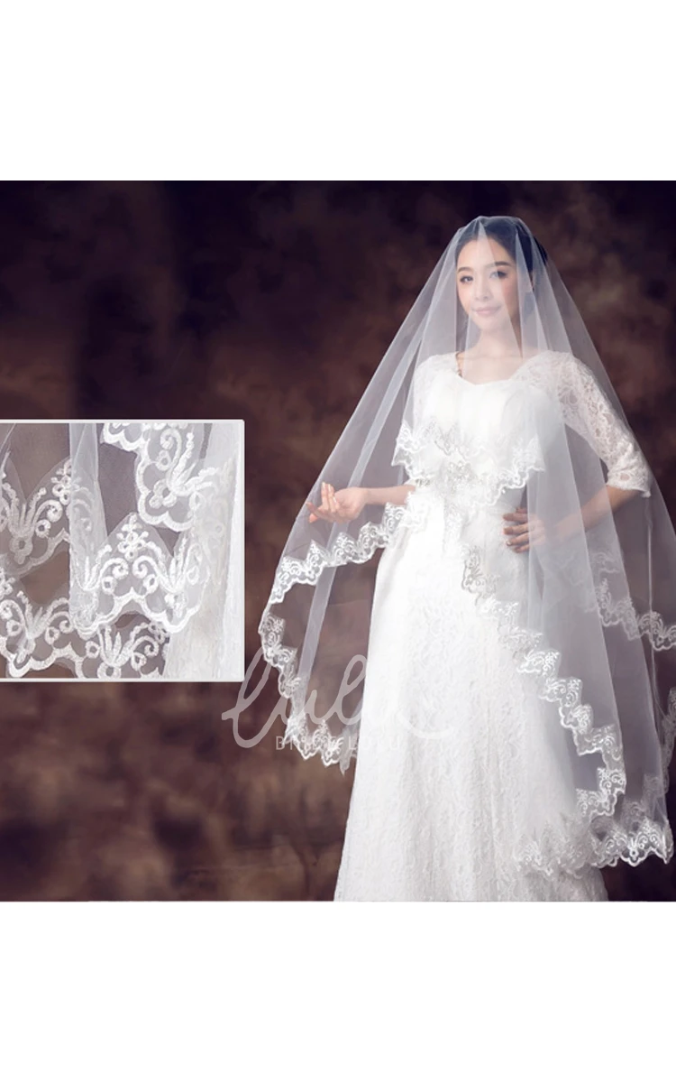 Simple Lace Applique Bridal Veil Beautiful Wedding Dress Accessory