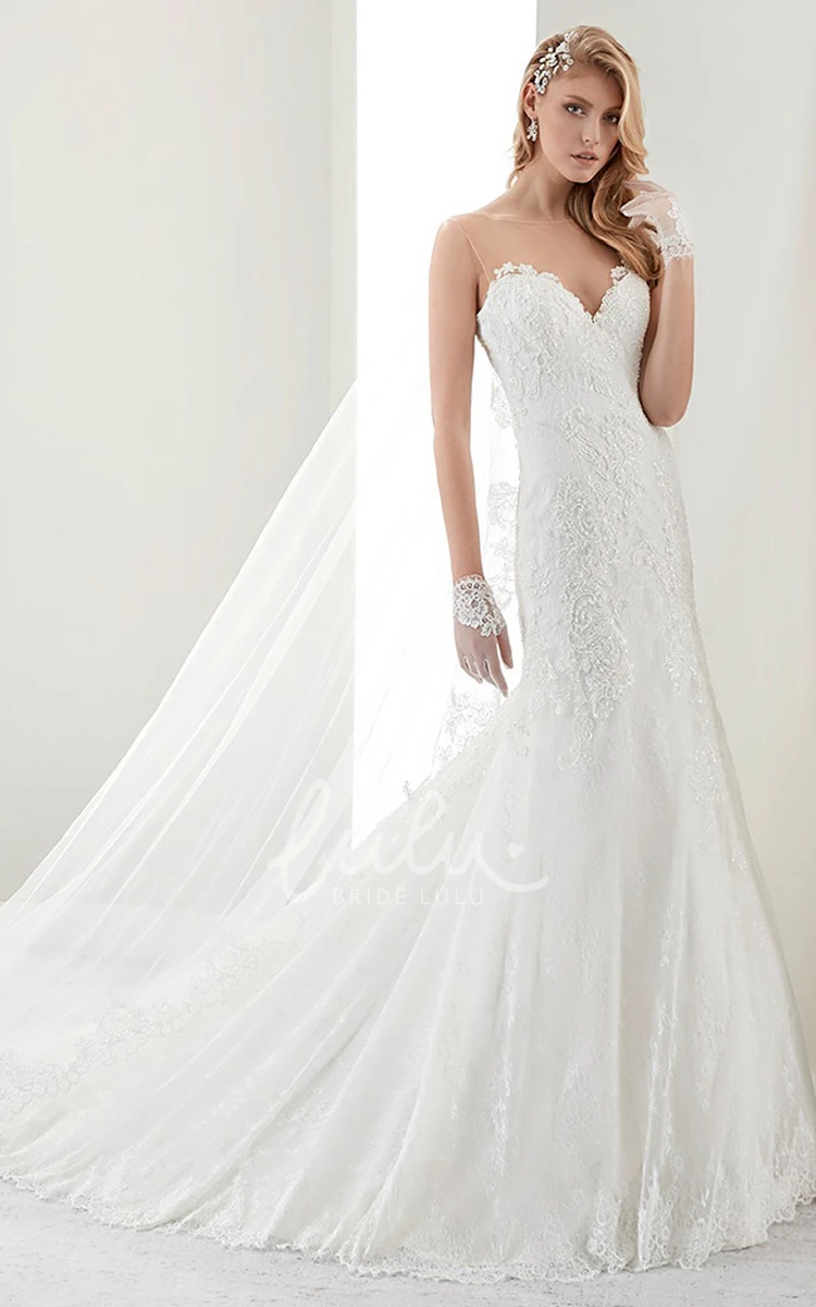 Sheath Lace Wedding Dress with Sweetheart Neckline and Spaghetti Straps