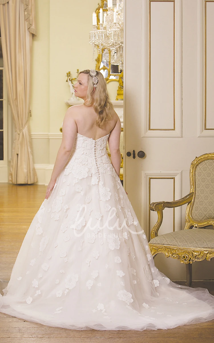 Lace Sweetheart V-Back Plus Size Wedding Dress Ball Gown Floor-Length