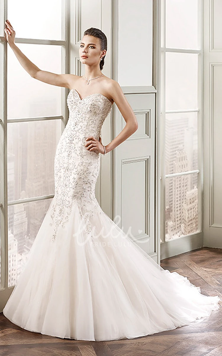 Sweetheart Mermaid Wedding Dress with Tulle and Beading Unique Bridal Gown