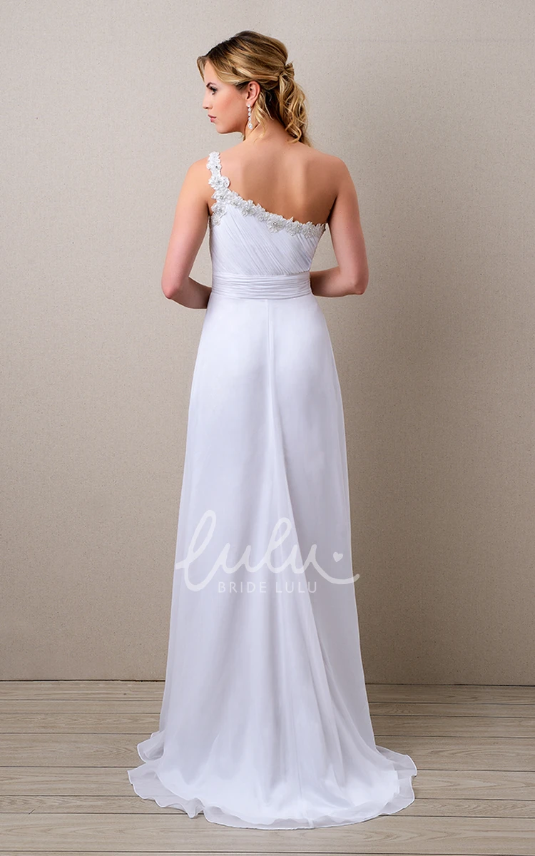 A-Line Wedding Dress with One-Shoulder and Ruched Bodice Side Draping