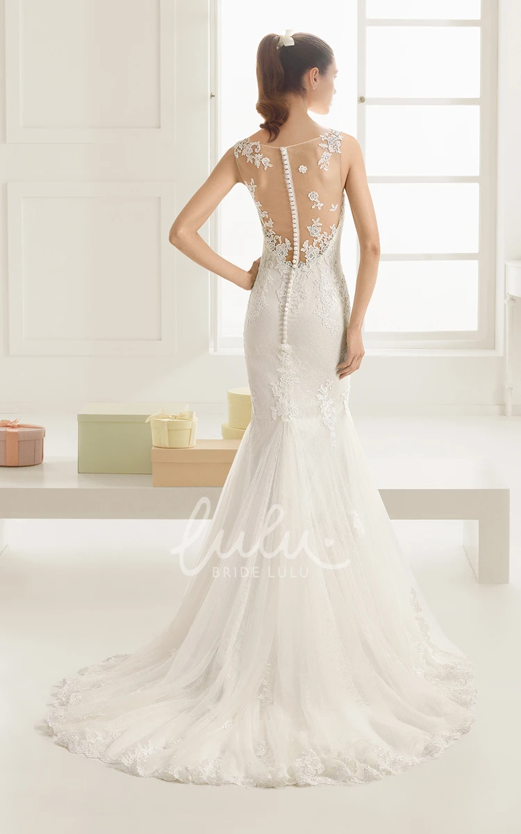 Illusion Back Mermaid Sleeveless Wedding Dress