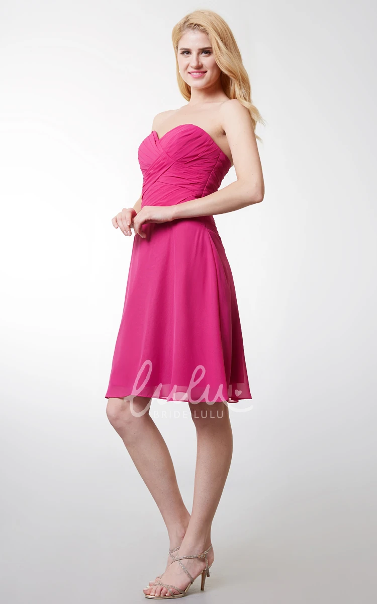 Ruched Sweetheart Chiffon Dress with Backless Short Bridesmaid Dress