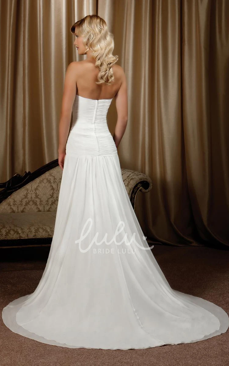 Halter Chiffon Wedding Dress with Criss Cross and Court Train