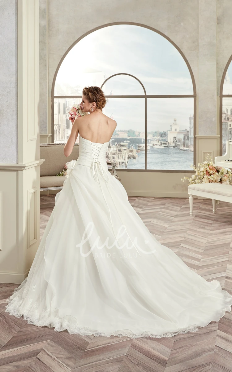 A-Line Sweetheart Wedding Dress with Bandage Waist and Asymmetrical Ruffles