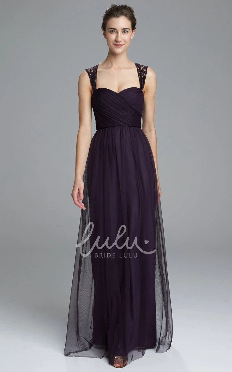 Tulle Bridesmaid Dress with Criss Cross Sweetheart Sheath Floor-Length