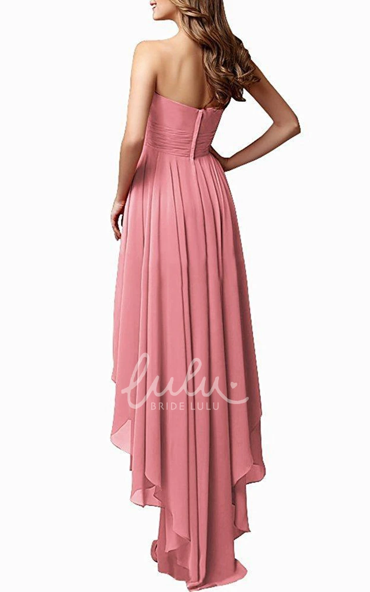High Low Layered Skirt Sweetheart Prom Dress in Pink and Silver