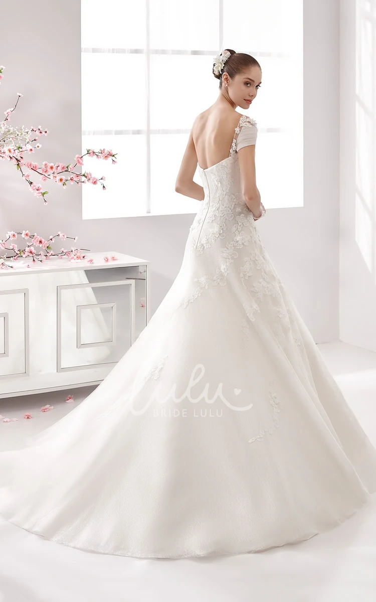 Lace Appliques One Strap A-line Wedding Dress with Sweetheart Neckline