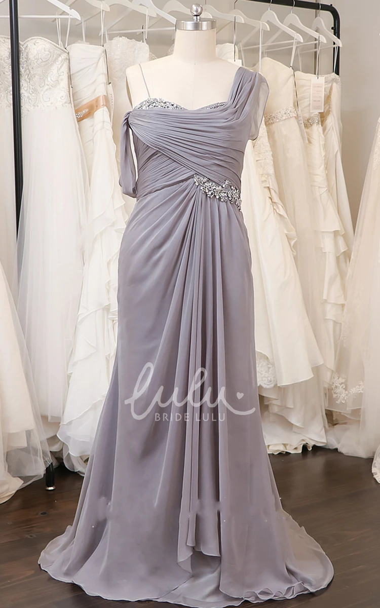 Chiffon Sheath Prom Dress with Beadings Classy One-Shoulder Formal Dress for Women