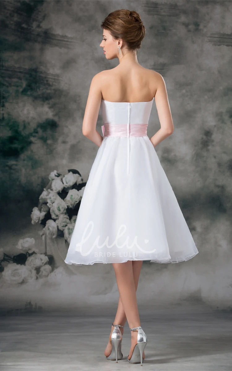 A-Line Formal Dress with Strapless Knee-Length and Bow Detail