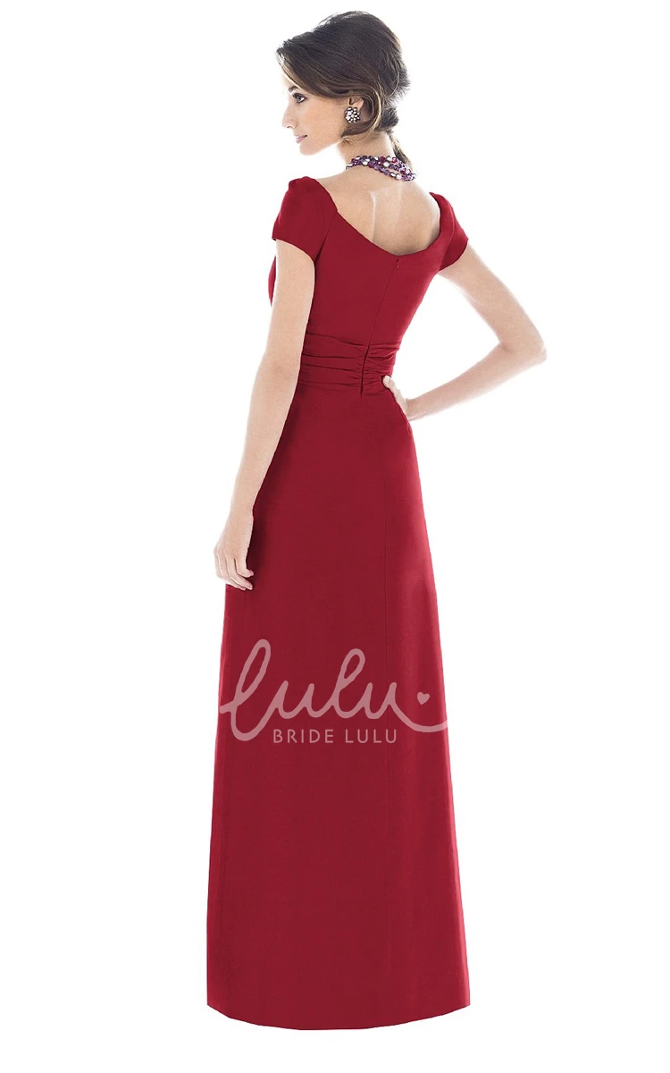 Short Sleeve V-Neck A-Line Bridesmaid Dress with Chic Style